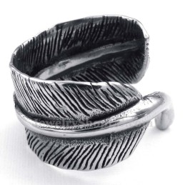 Anello Con Piuma In Titanio