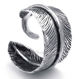 Anello Con Piuma In Titanio