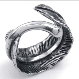 Anello Con Piuma In Titanio