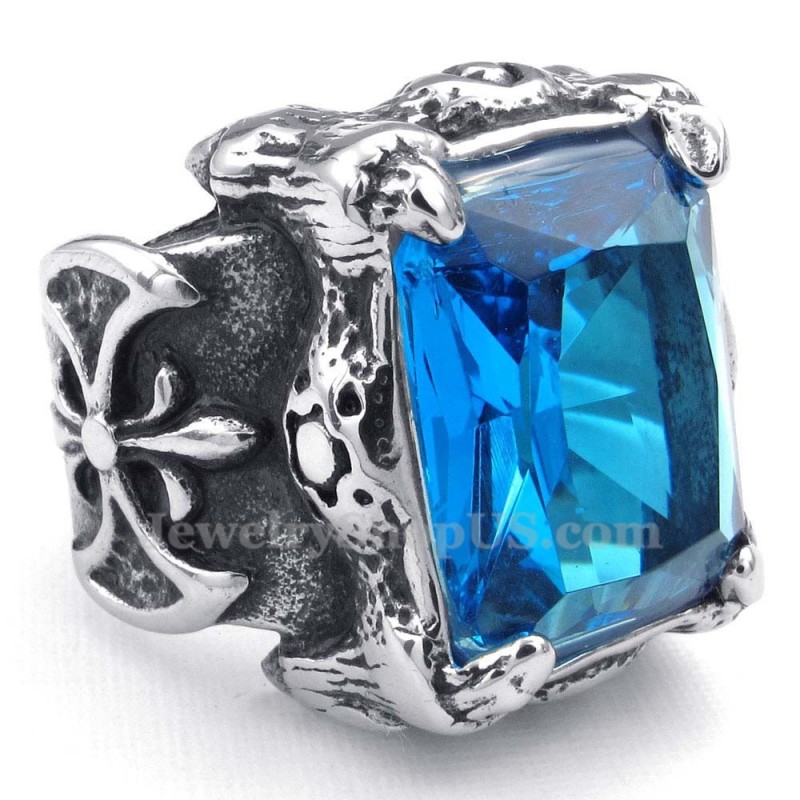 Anello In Titanio Con Zircone Blu Anello In Titanio Con Zircone Blu