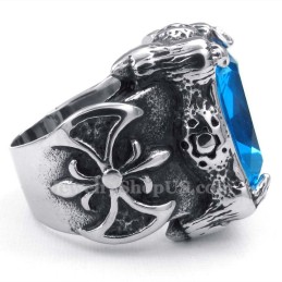 Anello In Titanio Con Zircone Blu