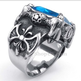 Anello In Titanio Con Zircone Blu