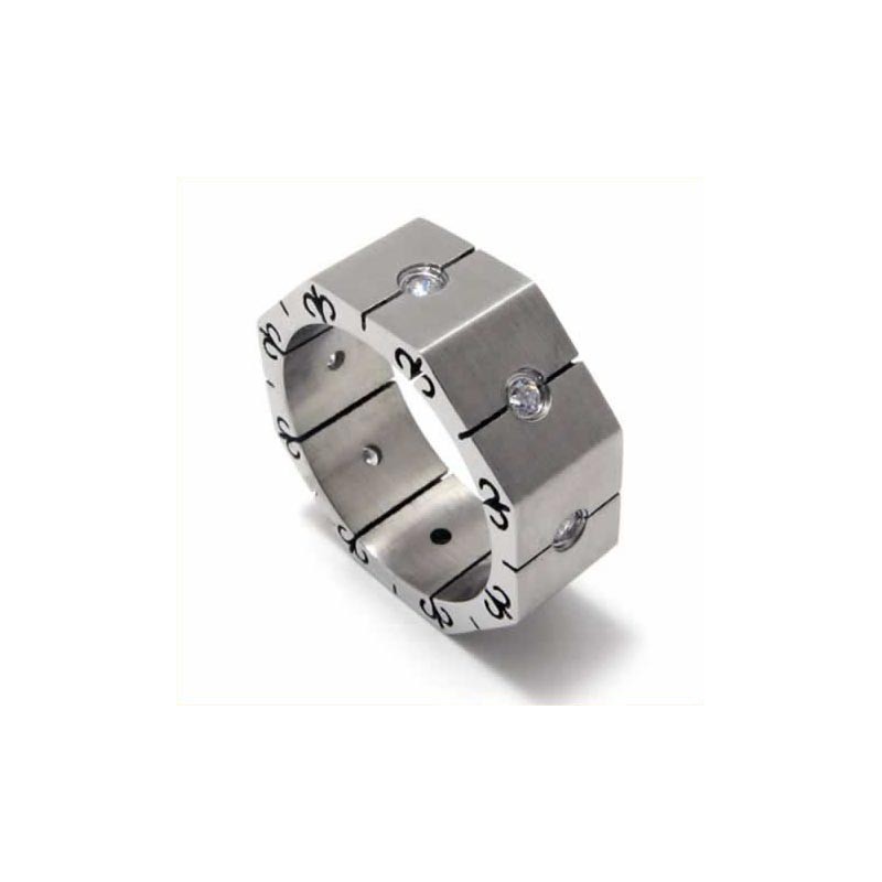 Anello A Fascia In Titanio Intarsiato Con Diamanti Da 8 Mm Anello A Fascia In Titanio Intarsiato Con Diamanti Da 8 Mm