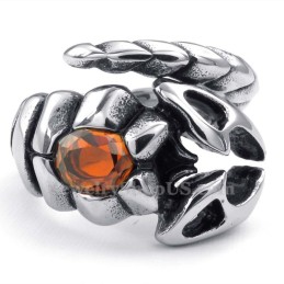 Anello Scorpione In Titanio Con Zircone Rosso