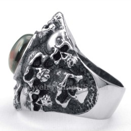 Anello Teschio In Titanio Con Zircone Rosso