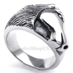 Anello In Titanio Con Testa Di Cavallo