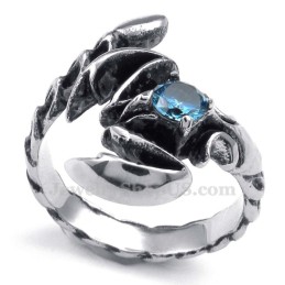Anello Scorpione In Titanio Con Zircone Blu