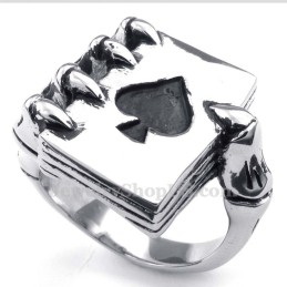 Anello Da Poker In Titanio Con Scheletro Fantasma A Forma Di Mano E Picche