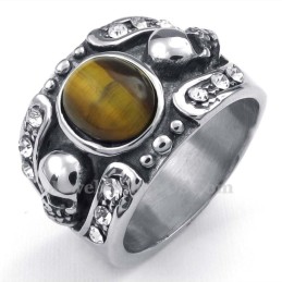 Anello Teschio In Titanio Con Pietra Ornamentale