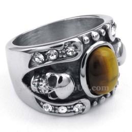 Anello Teschio In Titanio Con Pietra Ornamentale