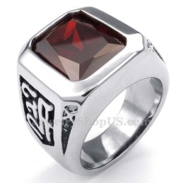 Anello In Titanio Con Zircone Rosso