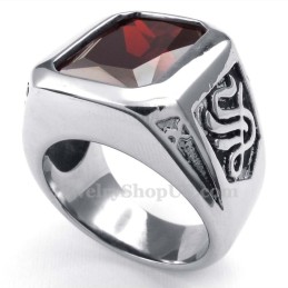 Anello In Titanio Con Zircone Rosso
