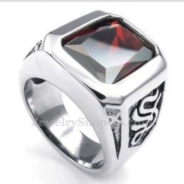Anello In Titanio Con Zircone Rosso