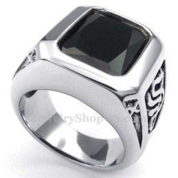 Anello In Titanio Con Zircone Nero