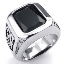 Anello In Titanio Con Zircone Nero