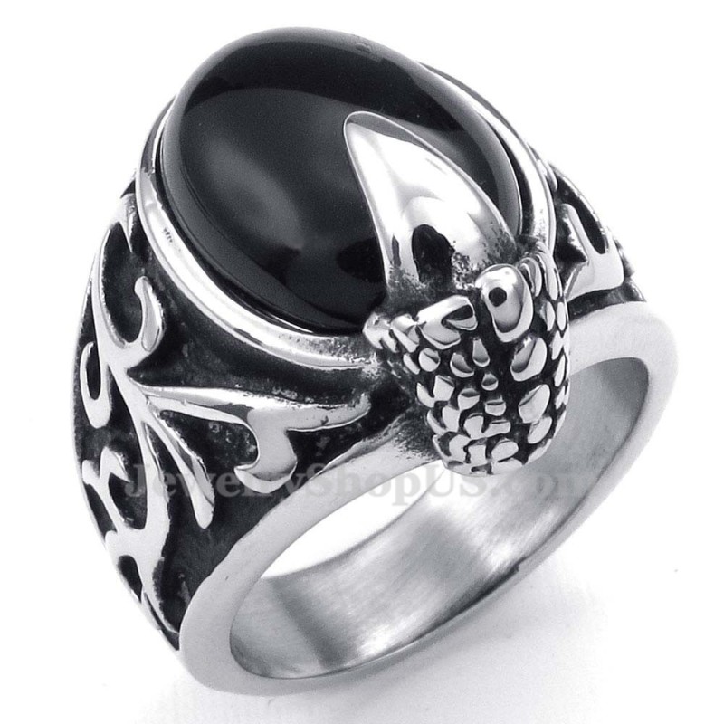 Anello Intarsiato In Agata Nera Al Titanio Anello Intarsiato In Agata Nera Al Titanio