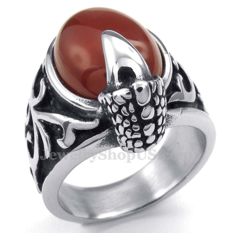 Anello Intarsiato In Agata Rossa Al Titanio Anello Intarsiato In Agata Rossa Al Titanio