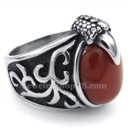 Anello Intarsiato In Agata Rossa Al Titanio
