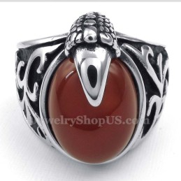 Anello Intarsiato In Agata Rossa Al Titanio