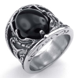 Anello In Titanio Con Zircone Nero