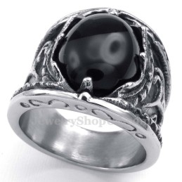 Anello In Titanio Con Zircone Nero