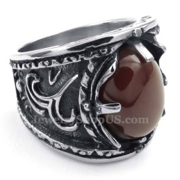 Anello Intarsiato In Agata Rossa Al Titanio