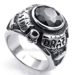 Anello In Titanio Con Zircone Nero