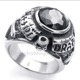 Anello In Titanio Con Zircone Nero