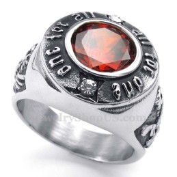 Anello In Titanio Con Zircone Rosso