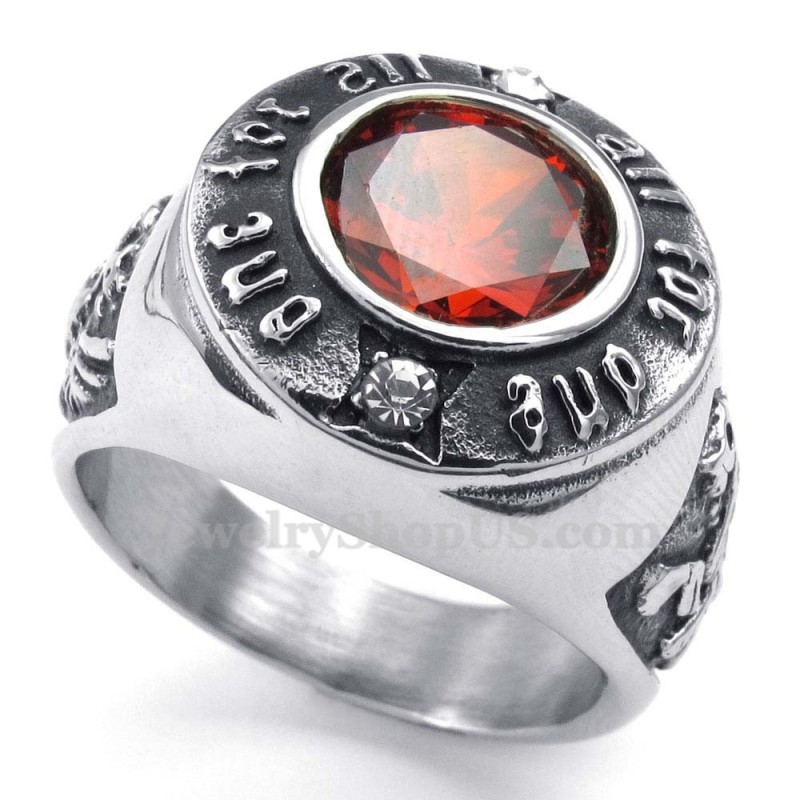 Anello In Titanio Con Zircone Rosso Anello In Titanio Con Zircone Rosso