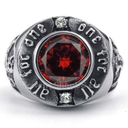 Anello In Titanio Con Zircone Rosso