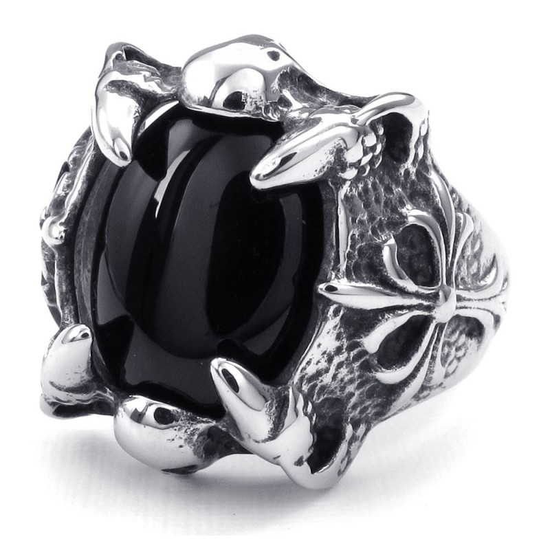 Anello Intarsiato In Agata Nera Al Titanio Anello Intarsiato In Agata Nera Al Titanio
