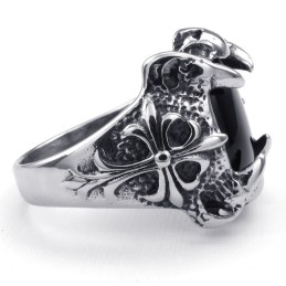 Anello Intarsiato In Agata Nera Al Titanio
