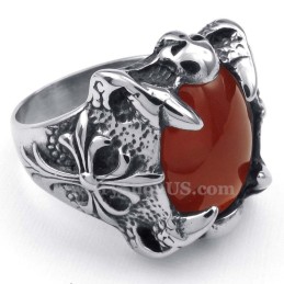 Anello Intarsiato In Agata Rossa Al Titanio