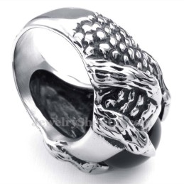 Anello Intarsiato In Agata Nera Al Titanio