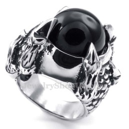 Anello Intarsiato In Agata Nera Al Titanio