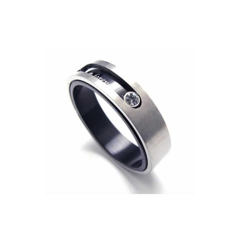 Anello A Fascia In Titanio Intarsiato Con Diamanti Da 5 Mm Anello A Fascia In Titanio Intarsiato Con Diamanti Da 5 Mm