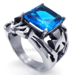 Anello In Titanio Con Pietra Ornamentale Blu