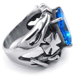 Anello In Titanio Con Pietra Ornamentale Blu