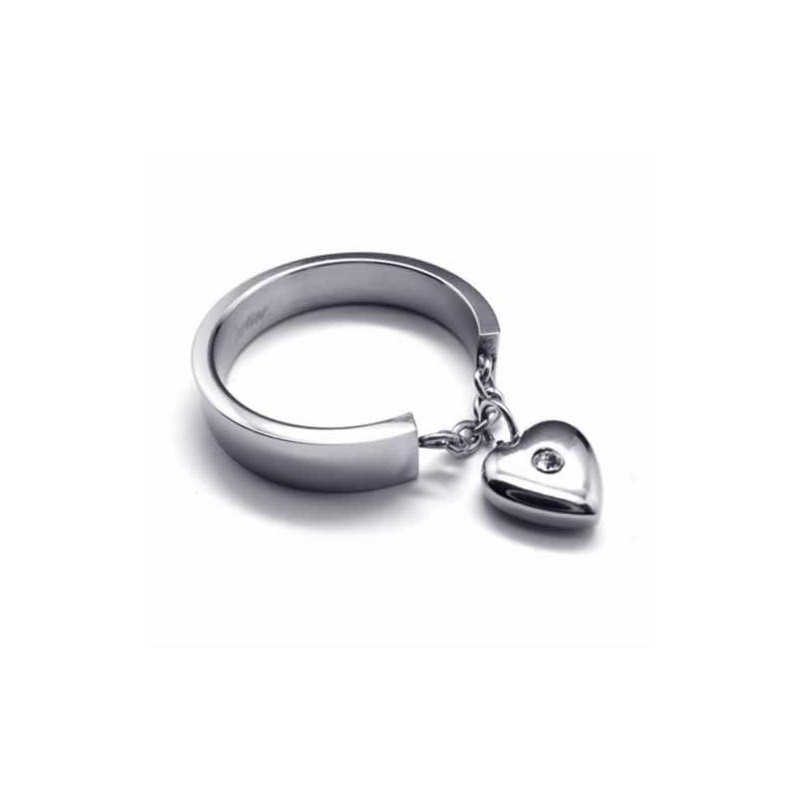 Anello In Titanio Con Cuore Da 5 Mm Incastonato Di Diamanti Anello In Titanio Con Cuore Da 5 Mm Incastonato Di Diamanti