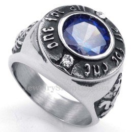 Anello In Titanio Con Zircone Blu