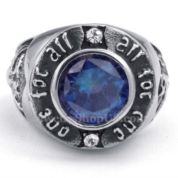 Anello In Titanio Con Zircone Blu