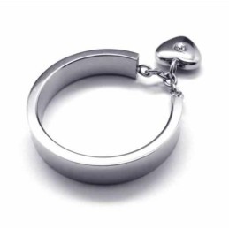Anello In Titanio Con Cuore Da 5 Mm Incastonato Di Diamanti
