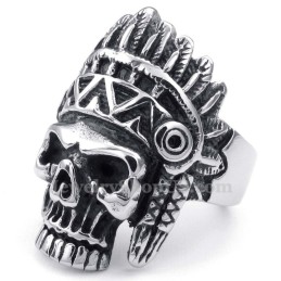 Anello In Titanio Con Teschio Indiano