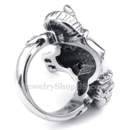 Anello In Titanio Con Testa Di Mucca E Occhi Rossi