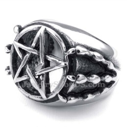 Anello A Stella A Cinque Punte In Titanio Cavo