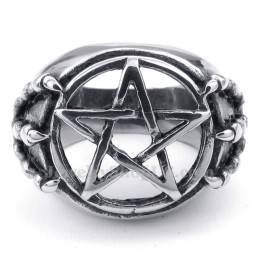 Anello A Stella A Cinque Punte In Titanio Cavo