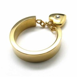 Anello In Oro 18 Carati Con Cuore In Titanio Da 5 Mm Incastonato Di Diamanti