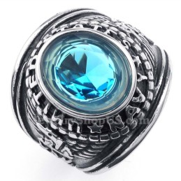 Anello In Titanio Con Zircone Blu