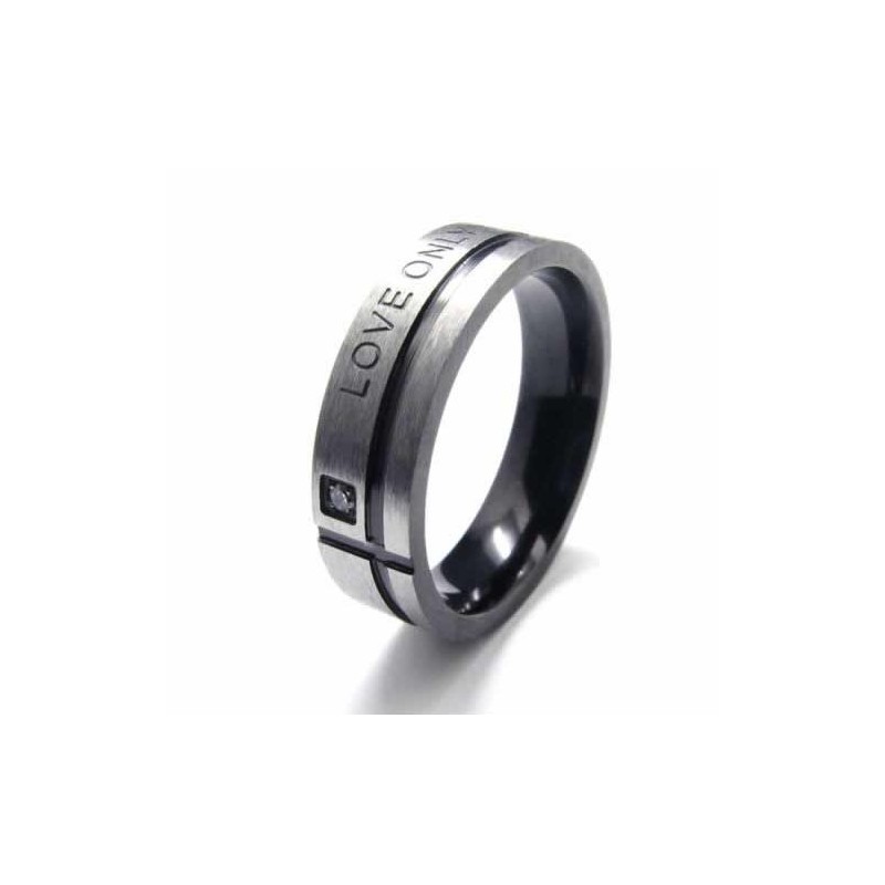 Anello Da Uomo Love Only You In Titanio Nero Da 6 Mm Anello Da Uomo Love Only You In Titanio Nero Da 6 Mm